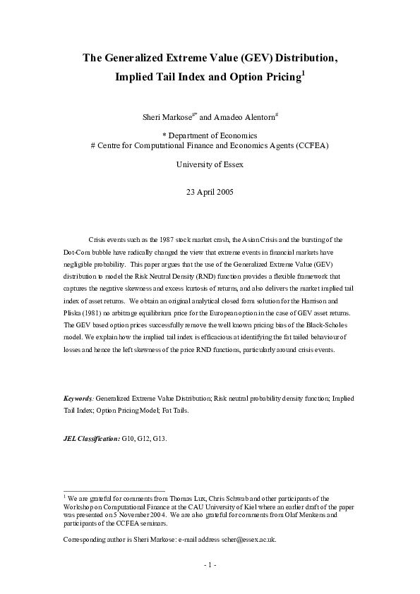 (PDF) The Generalized Extreme Value (GEV) Distribution, Implied Tail ...