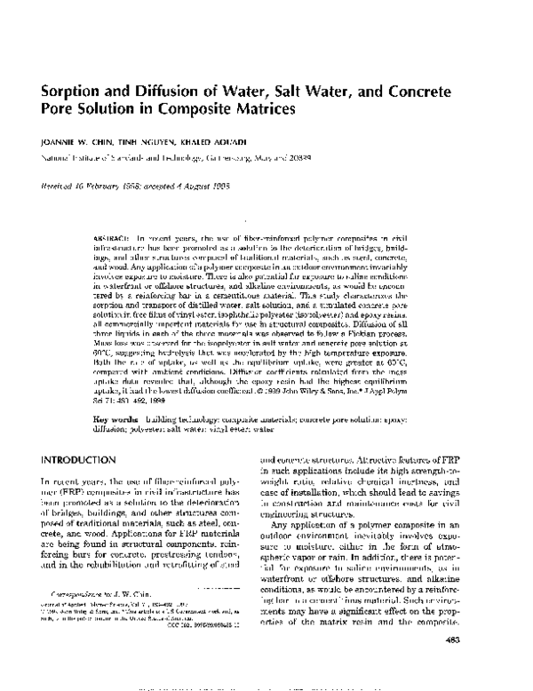 (PDF) Sorption and diffusion of water, salt water, and concrete pore ...