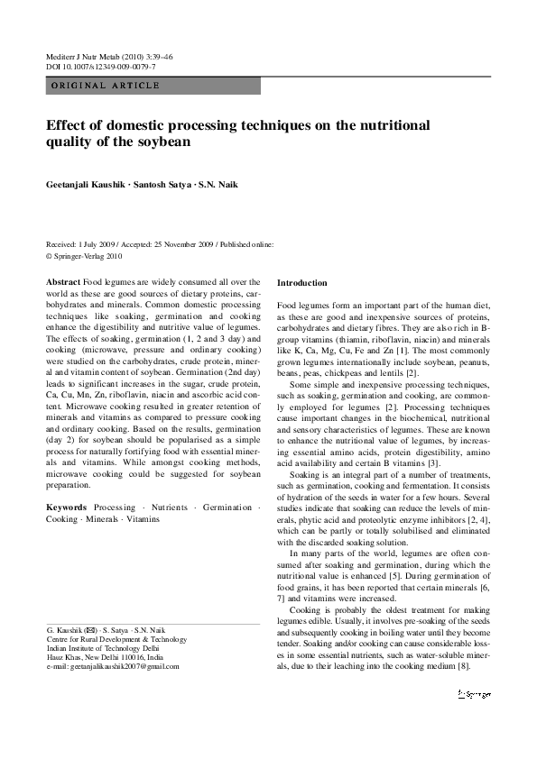 (PDF) Effect of domestic processing techniques on the nutritional ...