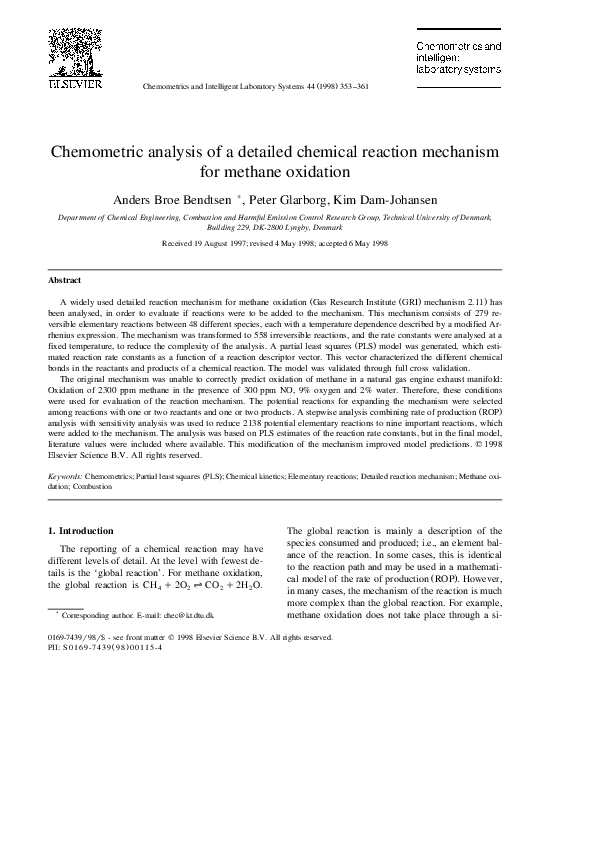(PDF) Chemometric analysis of a detailed chemical reaction mechanism ...
