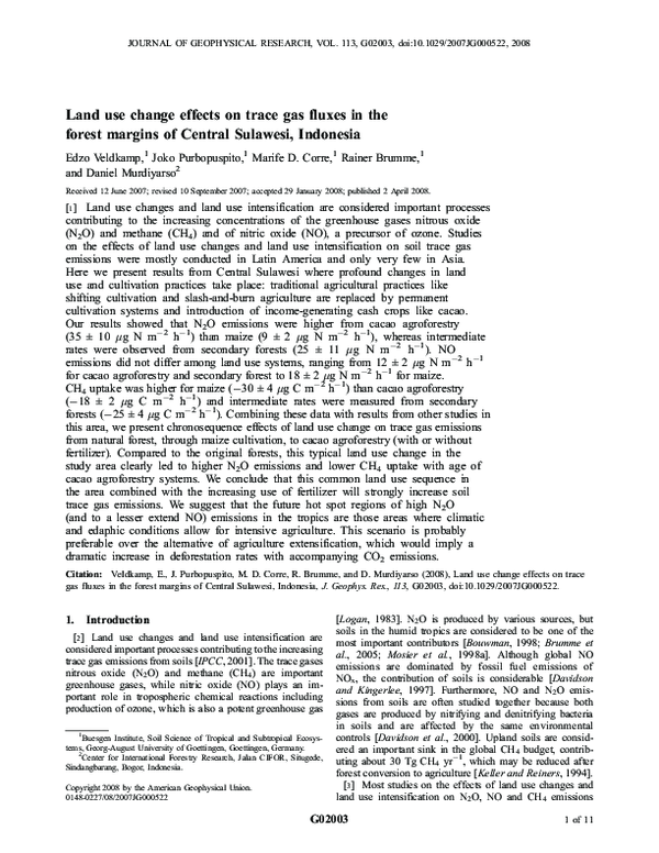 (PDF) Land use change effects on trace gas fluxes in the forest margins ...