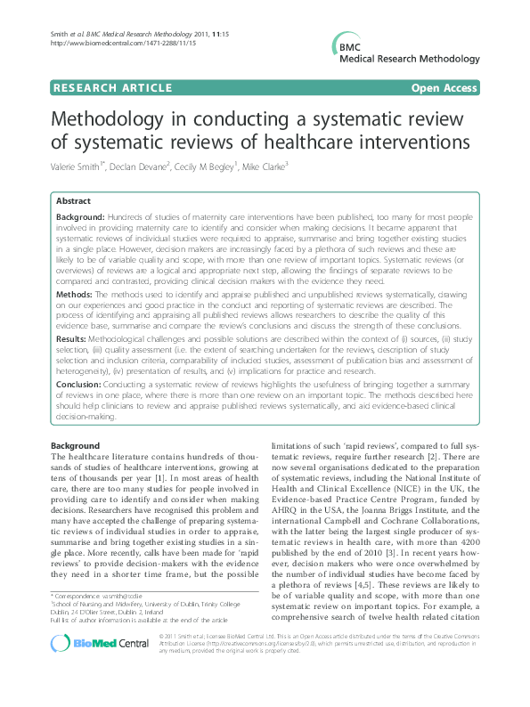(PDF) Methodology in conducting a systematic review of systematic ...