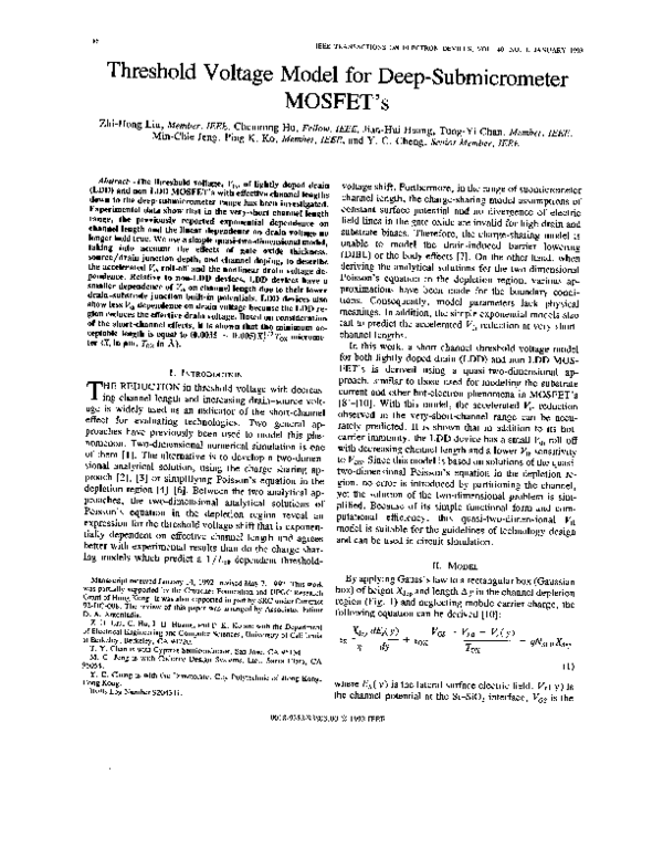 (PDF) Threshold voltage model for deep-submicrometer fully depleted SOI ...