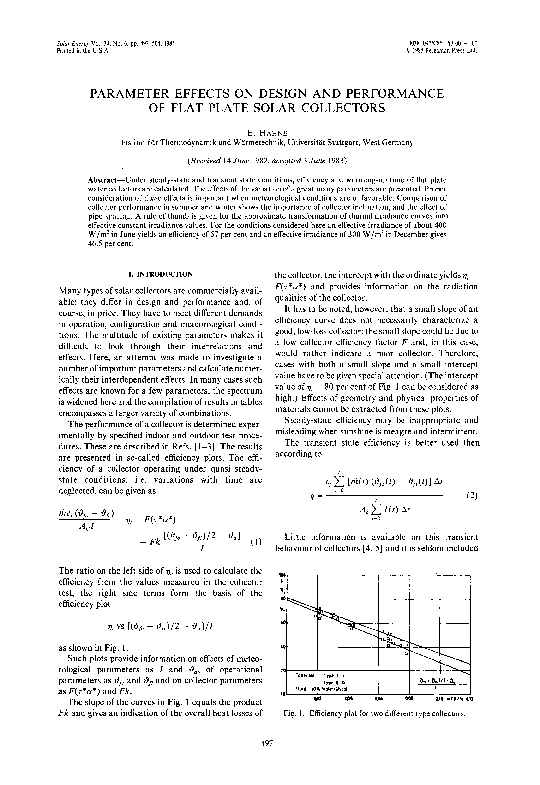 (PDF) PARAMETER EFFECTS ON DESIGN AND PERFORMANCE OF FLAT PLATE SOLAR ...