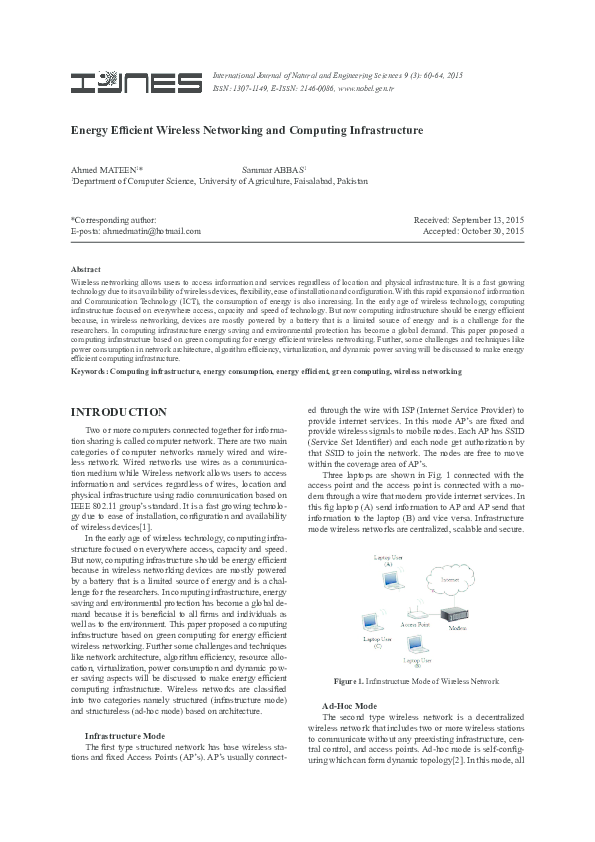 Pdf Energy Efficient Wireless Networking And Computing Infrastructure Sammar Abbas Academia Edu