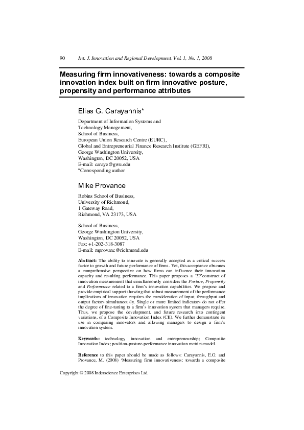 (PDF) Measuring firm innovativeness: towards a composite innovation ...