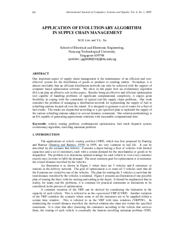 (PDF) Application Of Evolutionary Algorithm In Supply Chain Management