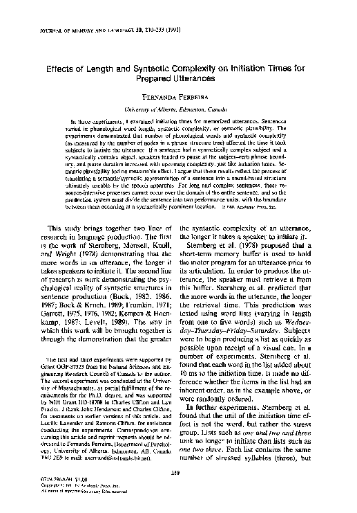 (PDF) Effects of length and syntactic complexity on initiation times ...