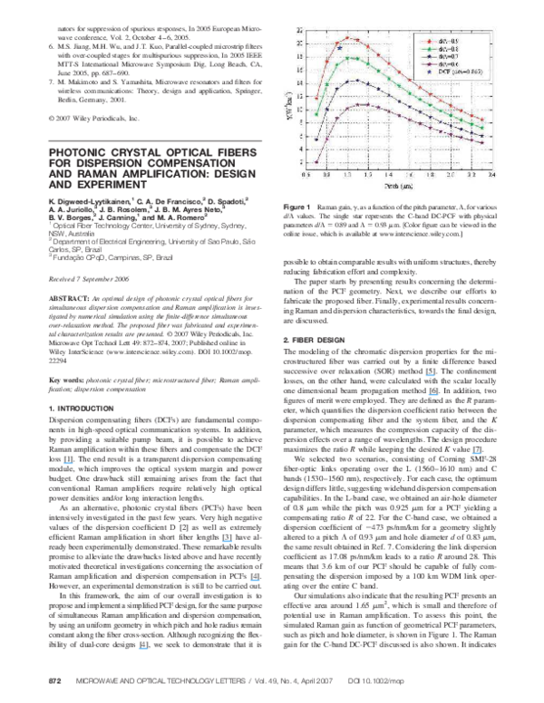 (PDF) Photonic crystal optical fibers for dispersion compensation and ...