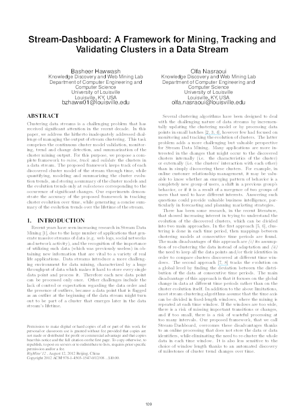 (PDF) Stream-dashboard: a framework for mining, tracking and validating ...
