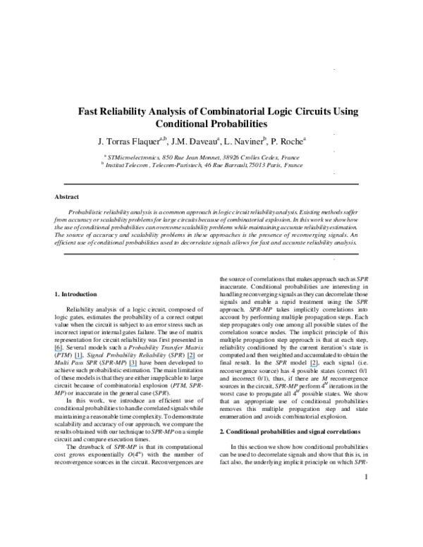 (PDF) Fast reliability analysis of combinatorial logic circuits using ...