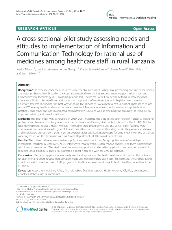 (PDF) A cross-sectional pilot study assessing needs and attitudes to ...