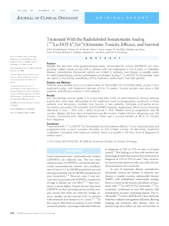 (PDF) Treatment With the Radiolabeled Somatostatin Analog [177LuDOTA0