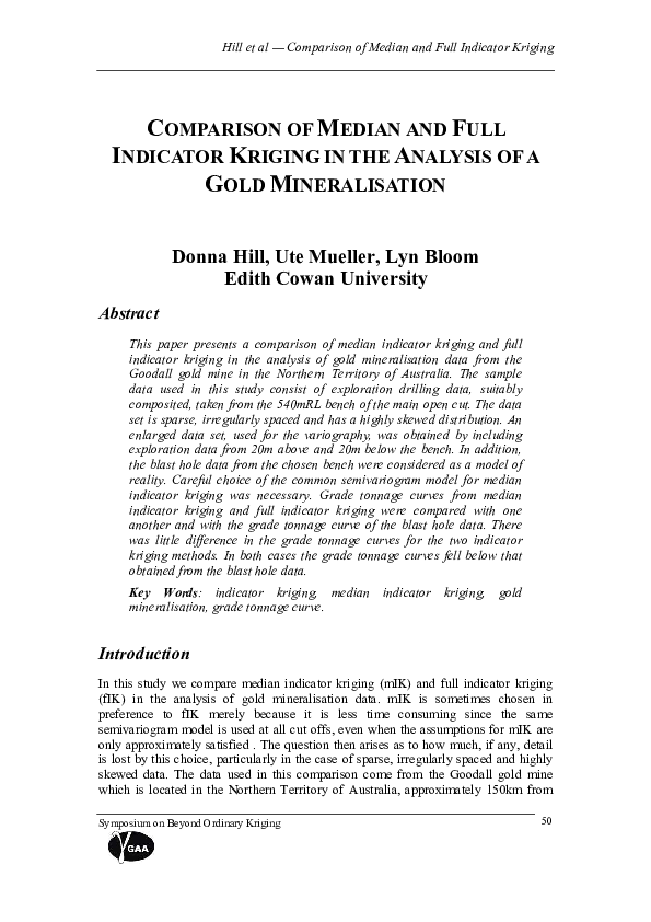 (PDF) Comparison of Median and Full Indicator Kriging in the Analysis