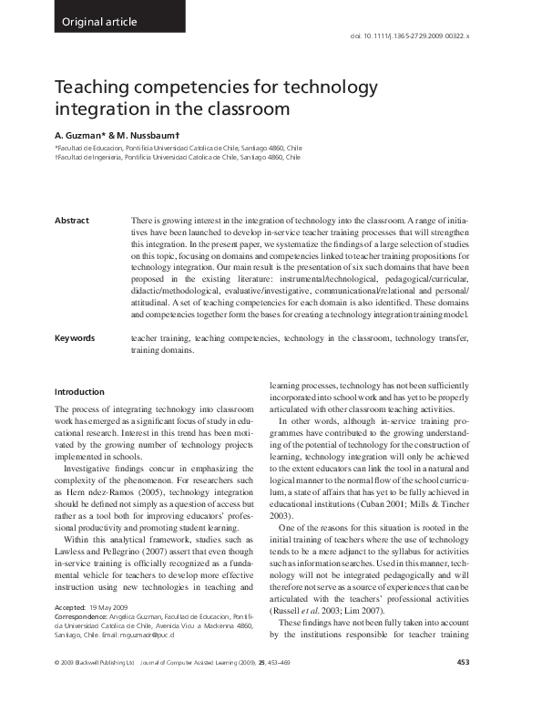 (PDF) Teaching competencies for technology integration in the classroom