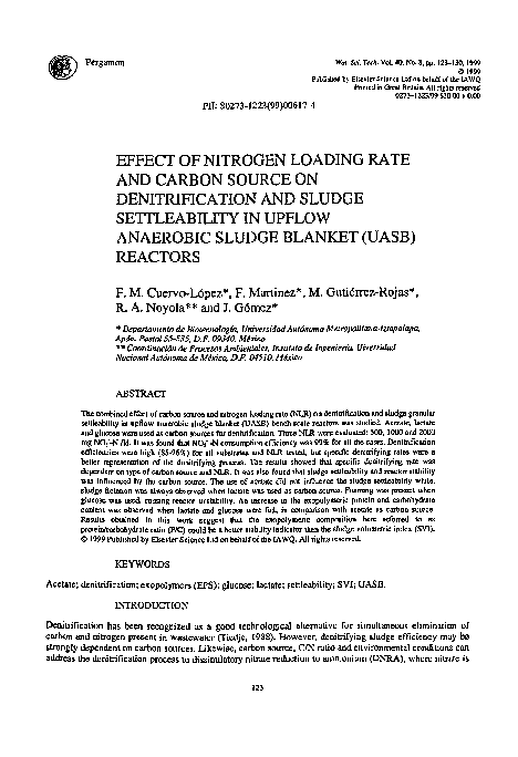 (PDF) Effect of nitrogen loading rate and carbon source on ...