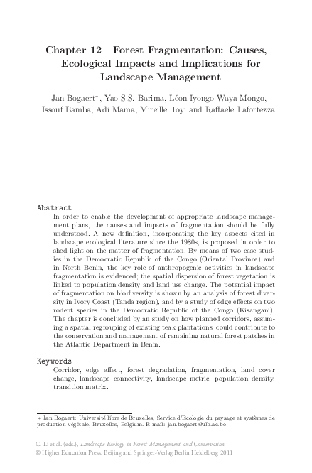 (PDF) Forest Fragmentation: Causes, Ecological Impacts and Implications ...