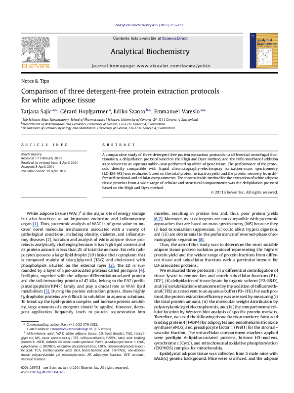 (PDF) Comparison of three detergent-free protein extraction protocols ...