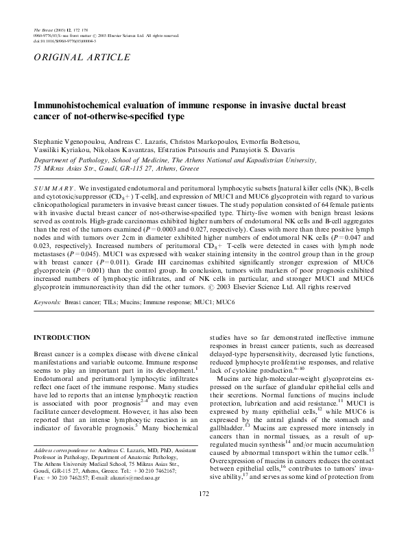 (PDF) Immune Escape in Breast Cancer During In Situ to Invasive
