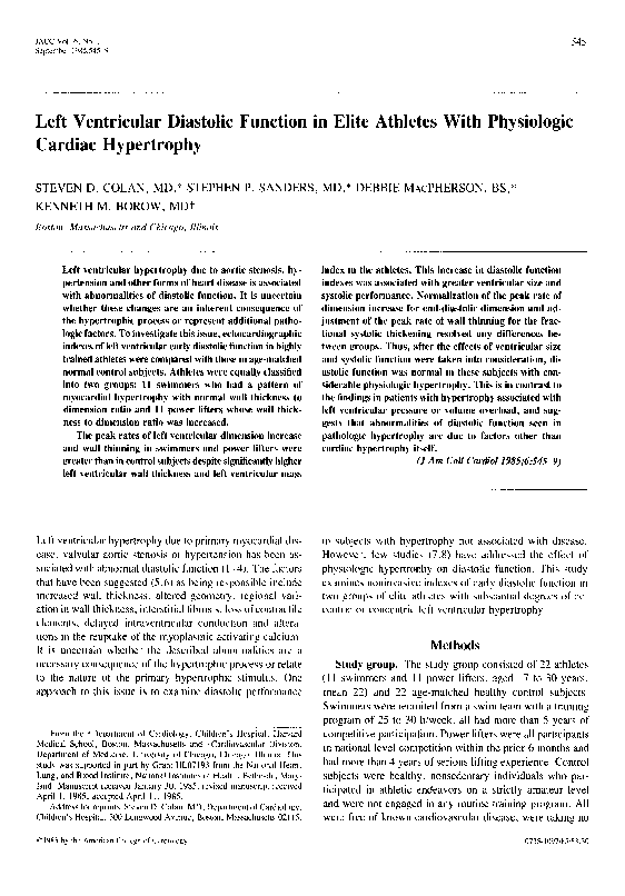 (PDF) Left ventricular diastolic function in elite athletes with ...