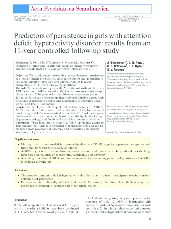 (PDF) Predictors of persistence in girls with attention deficit ...