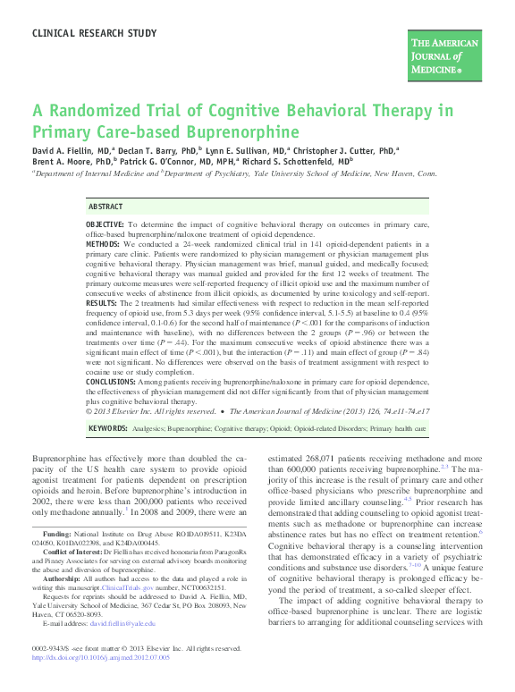 (PDF) A Randomized Trial of Cognitive Behavioral Therapy in Primary ...