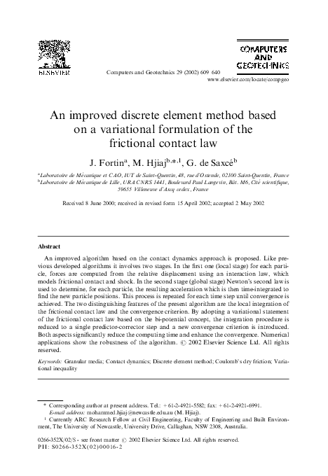 (PDF) An improved discrete element method based on a variational ...