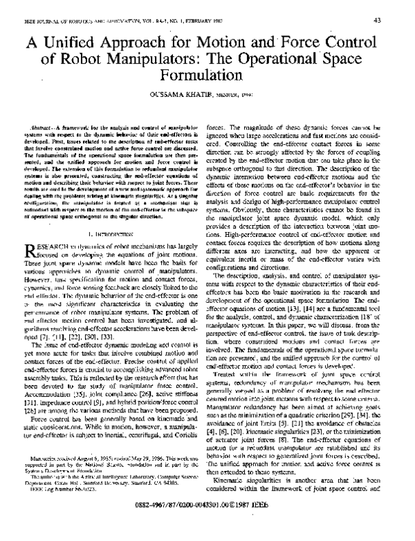 force control of robot manipulators