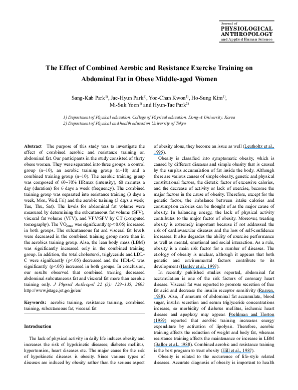 (PDF) The effect of combined aerobic and resistance exercise training ...