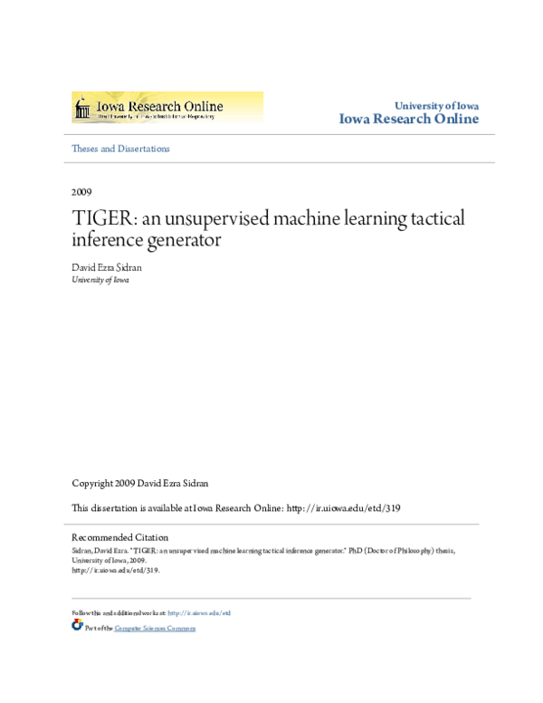 (PDF) TIGER: an unsupervised machine learning tactical inference generator