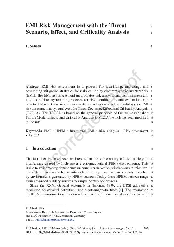 (PDF) EMI Risk Management with the Threat Scenario, Effect, and ...