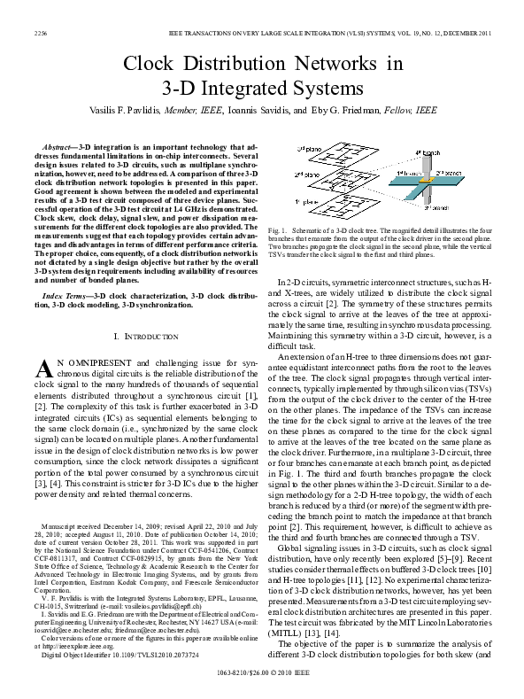(PDF) Clock Distribution Networks in 3D Integrated Systems Xiaowei