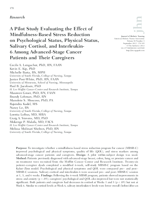 (PDF) A Pilot Study Evaluating the Effect of Mindfulness-Based Stress ...