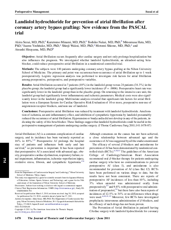 (PDF) Landiolol hydrochloride for prevention of atrial fibrillation ...