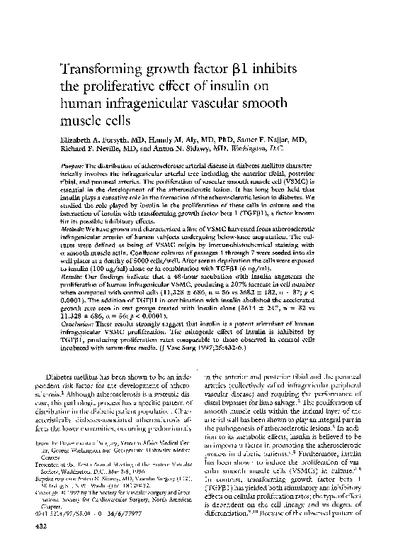 (PDF) Transforming growth factor β1 inhibits the proliferative effect ...
