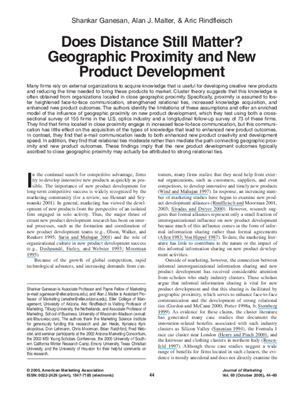 (PDF) Does Distance Still Matter? Geographic Proximity and New Product ...