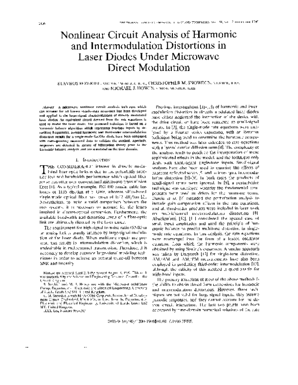 (PDF) Nonlinear circuit analysis of harmonic and intermodulation ...