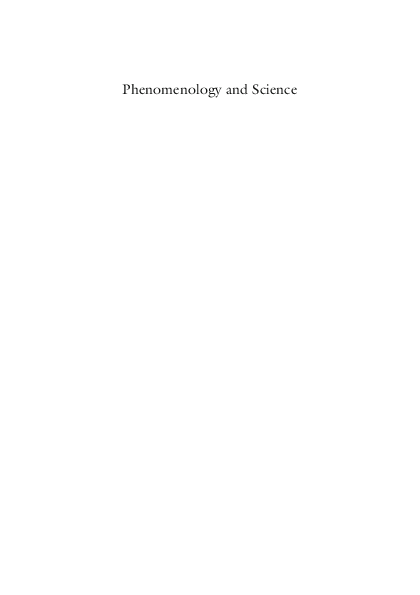 (PDF) Phenomenology and Science: Confrontations and Convergences