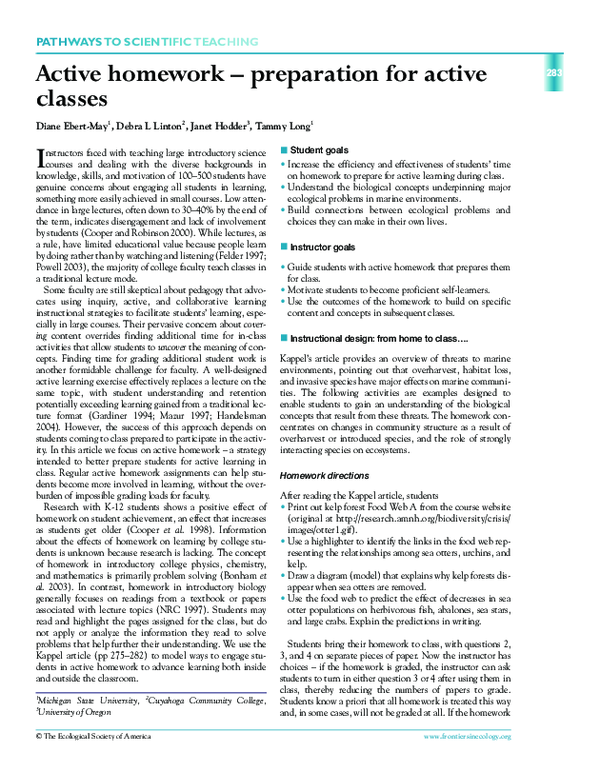 (PDF) Active homework – preparation for active classes