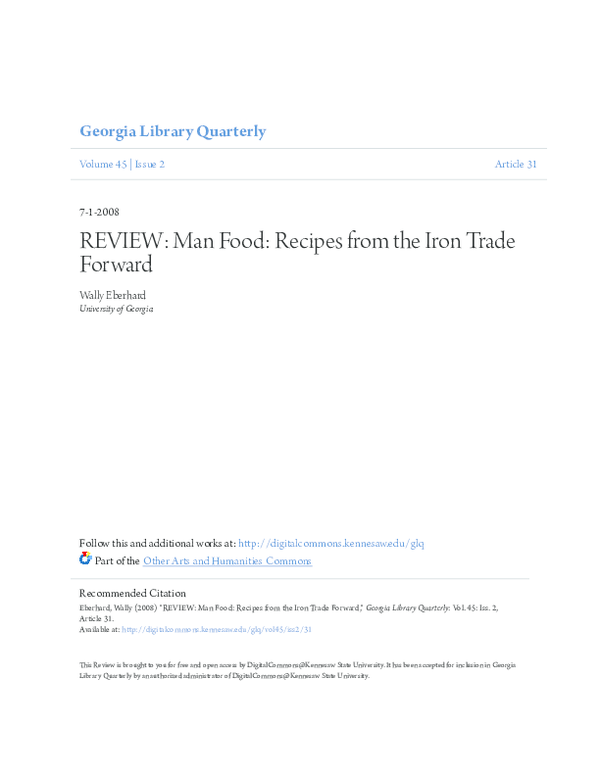 Pdf Review Man Food Recipes From The Iron Trade Forward Karen Utz Academia Edu