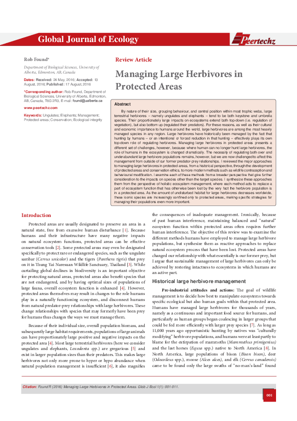 (PDF) Managing Large Herbivores in Protected Areas