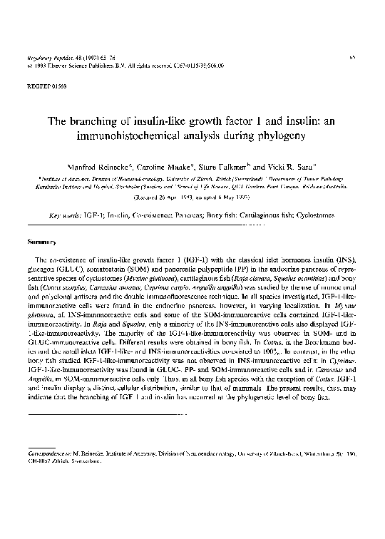 (PDF) The branching of insulin-like growth factor 1 and insulin: an ...