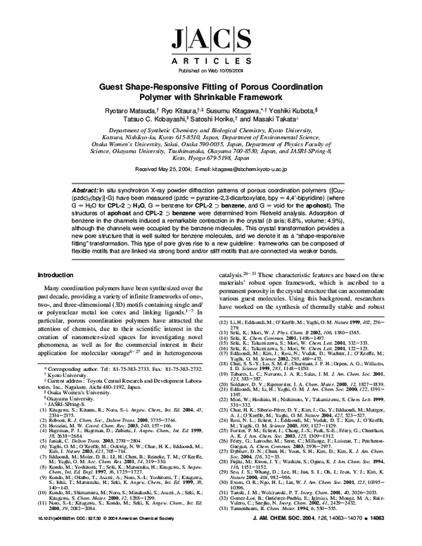 (PDF) Guest Shape-Responsive Fitting of Porous Coordination Polymer ...