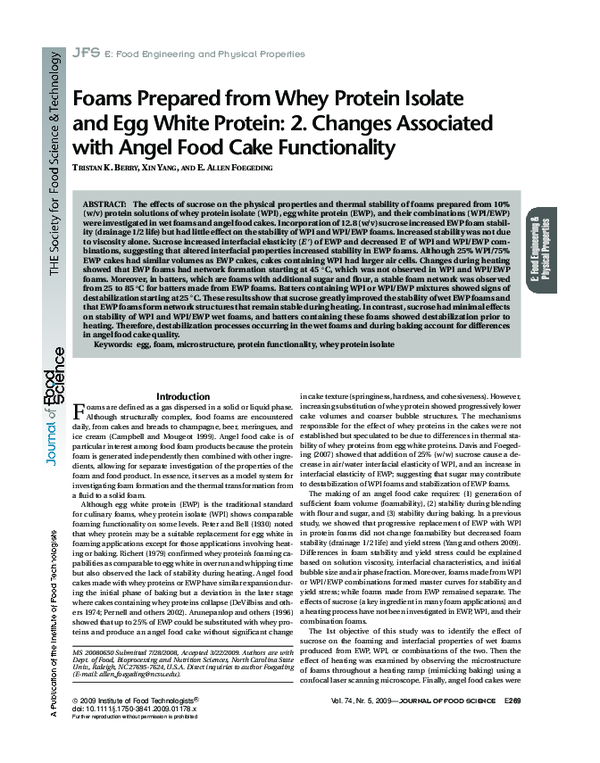 (PDF) Foams Prepared from Whey Protein Isolate and Egg White Protein 2