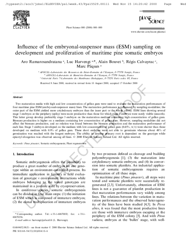 (PDF) Influence of the embryonal-suspensor mass (ESM) sampling on ...