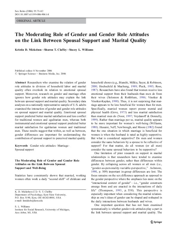 (PDF) The Moderating Role of Gender and Gender Role Attitudes on the ...