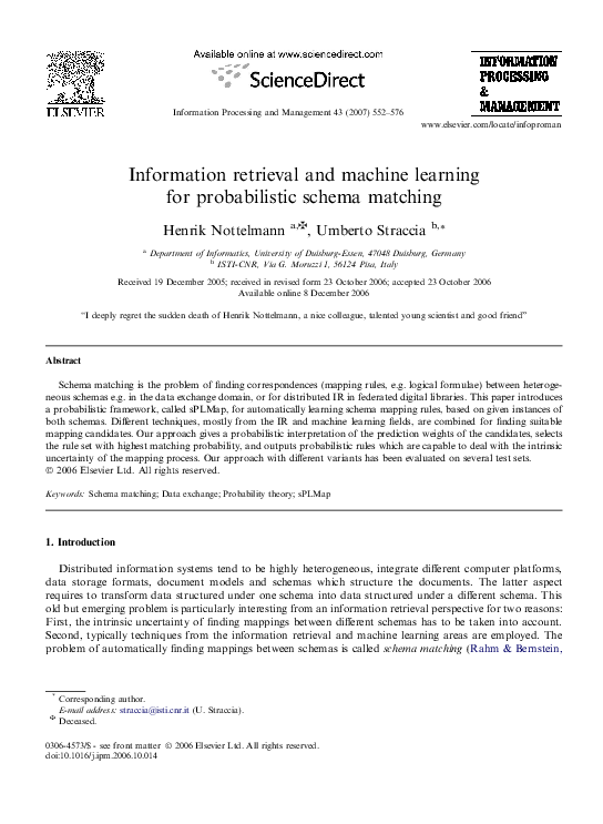 (PDF) Information retrieval and machine learning for probabilistic ...