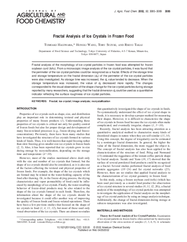 (PDF) Fractal Analysis of Ice Crystals in Frozen Food Tomoaki Hagiwara Academia.edu
