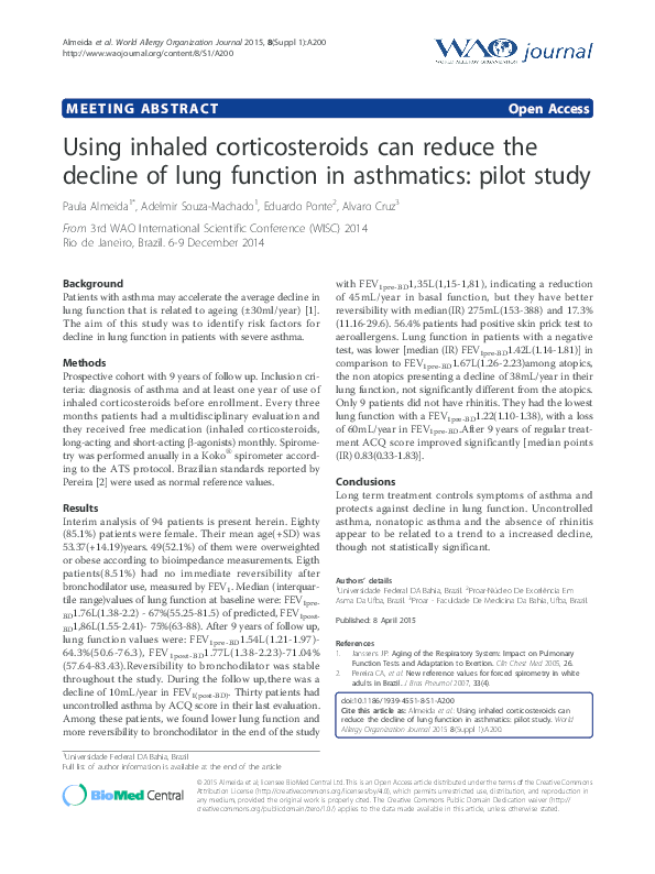 (PDF) Using inhaled corticosteroids can reduce the decline of lung ...