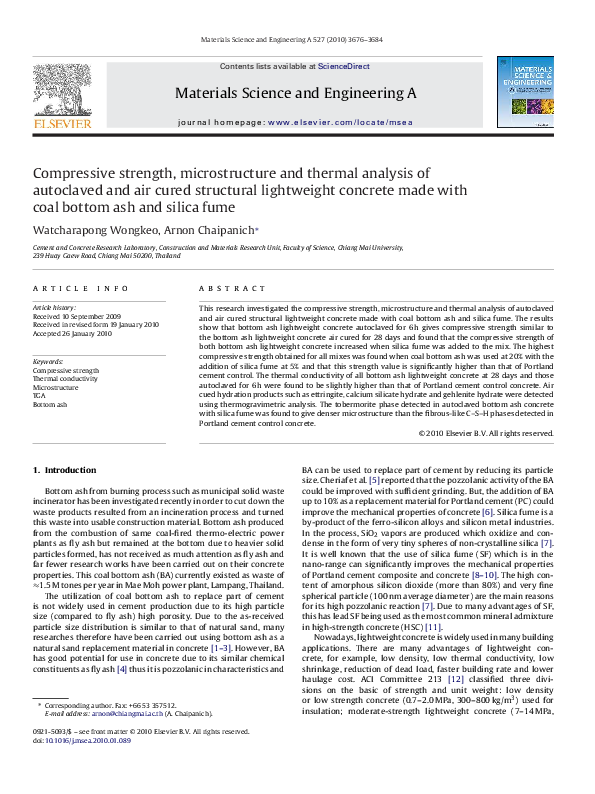 (PDF) Compressive strength, microstructure and thermal analysis of ...